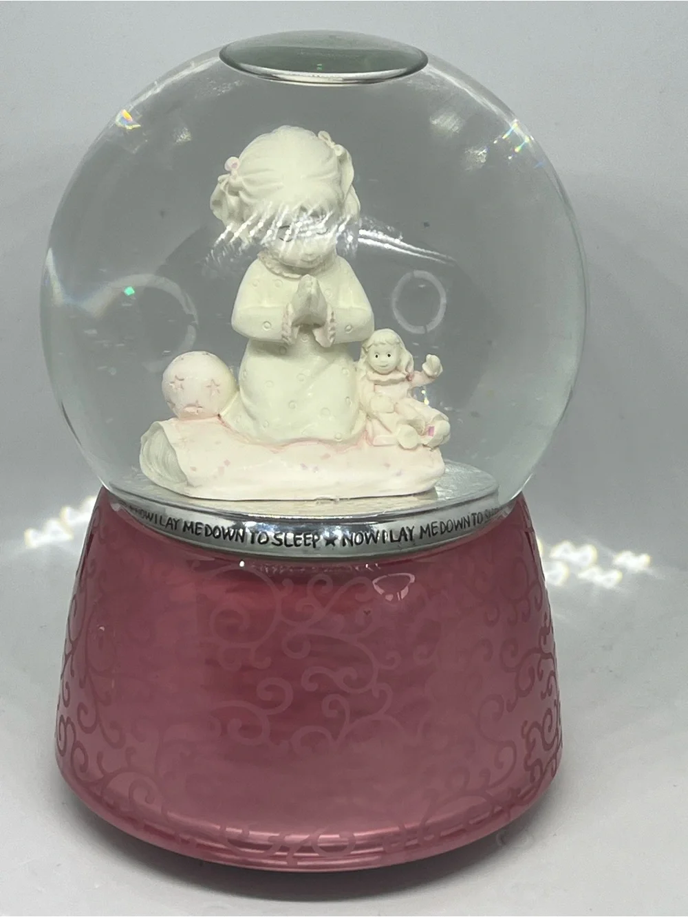 Prayer Girl Snow Globe Figurine Playing ‘The Lord is my Shepherd’
